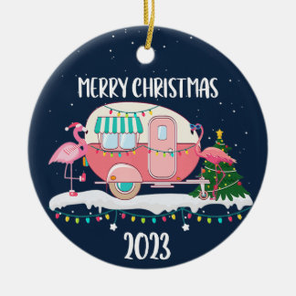2023 Camper Flamingo Christmas Ornament