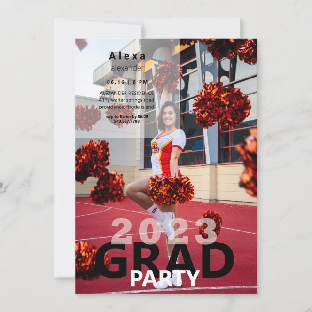 2023 Cheerleader Photo Graduation Party  Invitation (Front)