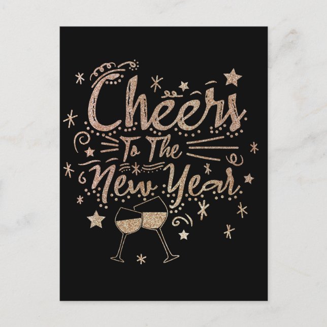 2023 Cheers To The New Year Glittery Texture Text Postcard (Front)