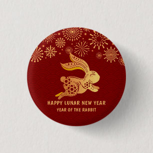 2023 Chinese New Year Paper-Cut Zodiac Rabbit Sign 3 Cm Round Badge