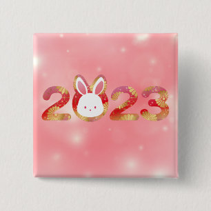 2023, Chinese New Year, Rabbit 15 Cm Square Badge