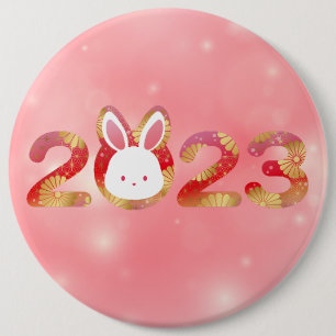 2023, Chinese New Year, Rabbit  6 Cm Round Badge