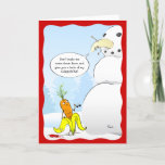 2023 Christmas Banana Karate Carrot Snowman Funny Holiday Card<br><div class="desc">Looking for funny Christmas card ideas that you can send to family and friends? Here is a unique, hilarious holiday card design with original art by Raphaela Wilson. The fun illustration depicts a peeled banana stuck in the face of frosty the snowman, put there by a mischievous carrot. On the...</div>