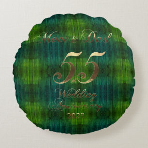 2023 Emerald Wedding 55th Anniversary Parents Round Cushion