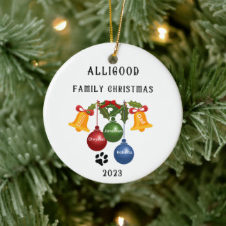 2023 Family Christmas Ornament, personalised Ceramic Tree Decoration