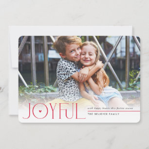 2023 FAMILY PHOTO modern kids JOYFUL heart red Announcement