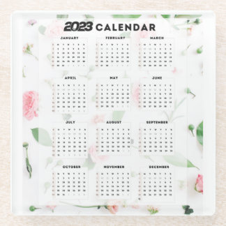 2023 floral calendar glass coaster