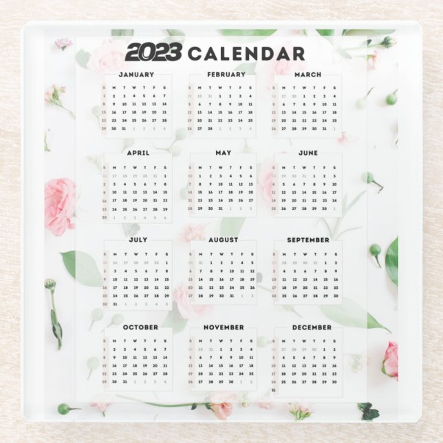 2023 floral calendar glass coaster (Front)