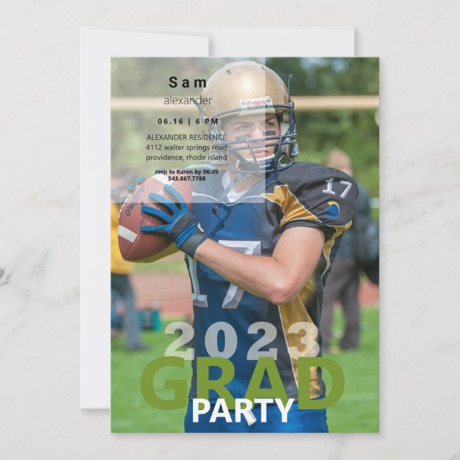 2023 Football Photo Graduation Party  Invitation (Front)