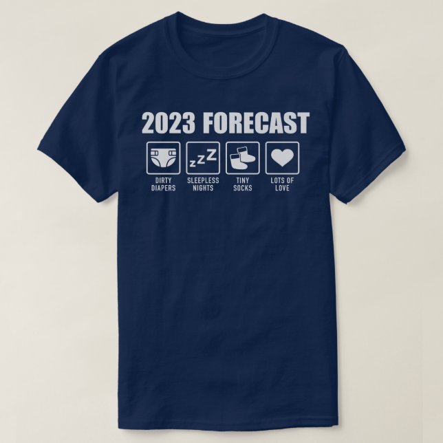 2023 forecast baby pregnancy announcement  T-Shirt (Design Front)