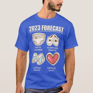 2023 Forecast New Dad Mom Baby Announcement Pregna T-Shirt