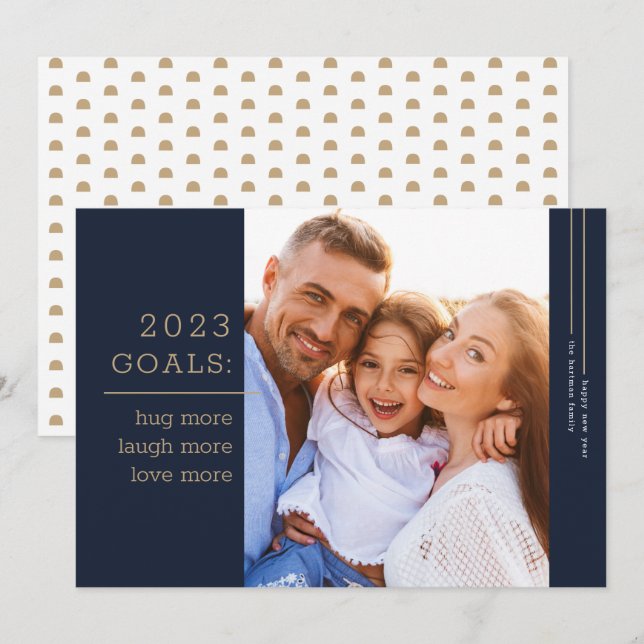 2023 Goals Stylish Modern New Year Photo  Holiday Card (Front/Back)