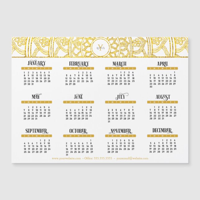 2023  Gold Lotus Monogram Business Calendar  (Front)