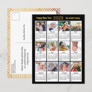 2023 Gold Script Modern Family 12 Photo Calendar Postcard