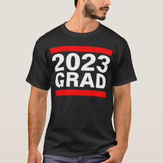 2023 Grad Black Red White Cool Block Graduation T-Shirt