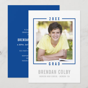 2023 GRAD INVITE simplephoto frame royal blue