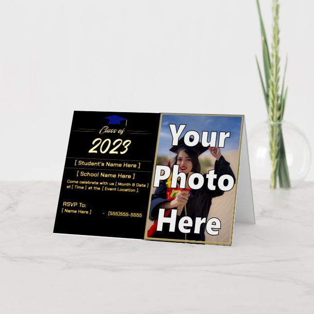2023 Graduation Announcement Folded Gold Foil Card (Front)