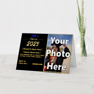 2023 Graduation Announcement Folded Gold Foil Card