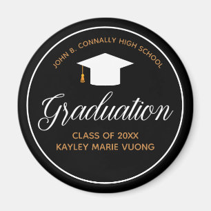 2023 Graduation Black Gold Personalized Graduate Magnet