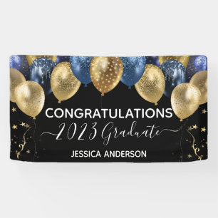 2023 Graduation Blue Gold Balloons Banner