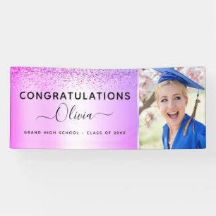 2023 Graduation Glitter Purple Banner
