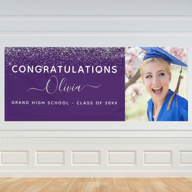2023 Graduation Glitter Purple Silver  Banner (Creator Uploaded)