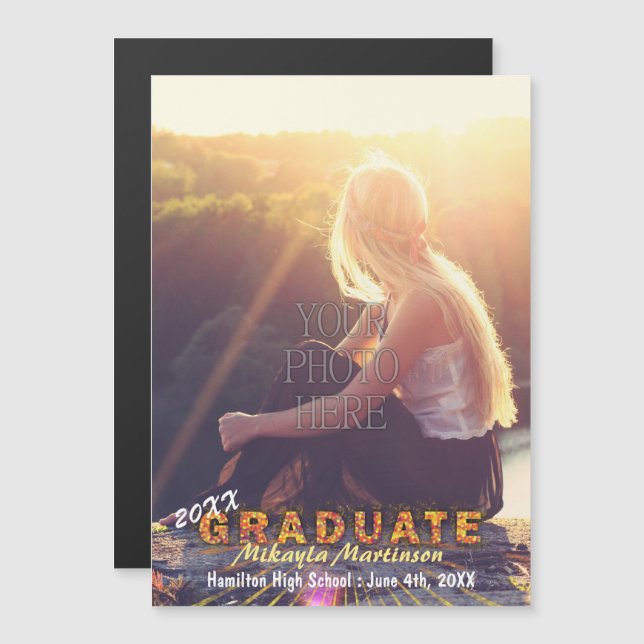 2023 Graduation Party Boho Chic Sunshine Colours Magnetic Invitation (Front/Back)