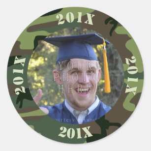 2023 Graduation Party Photo Camouflage   Camo Classic Round Sticker