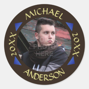 2023 Graduation Party Photo Personalised Modern Classic Round Sticker