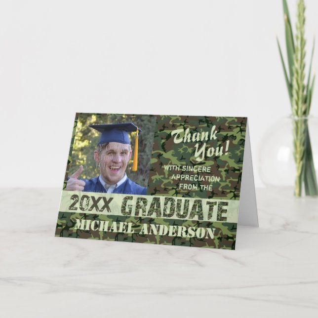 2023 Graduation Thank You Camouflage Photo Card (Front)