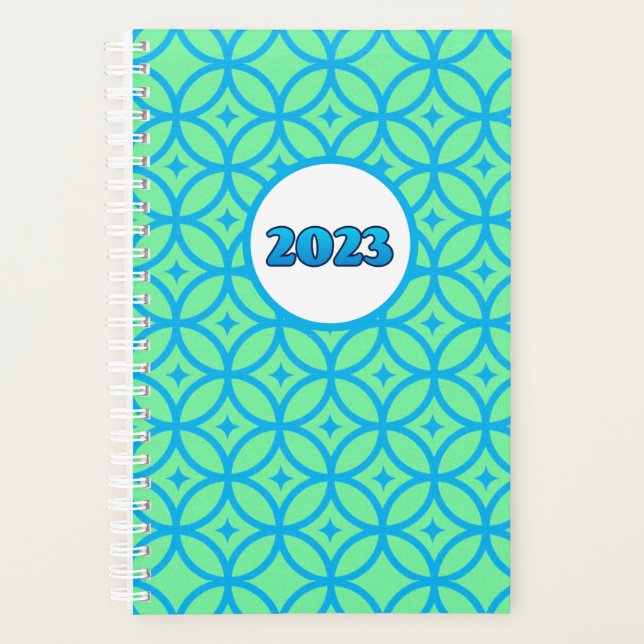 2023 Green Blue Circle Pattern Modern Planner (Front)