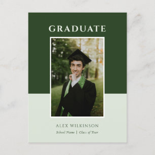 2023 Green Modern Simple Script Photo Graduation Announcement Postcard