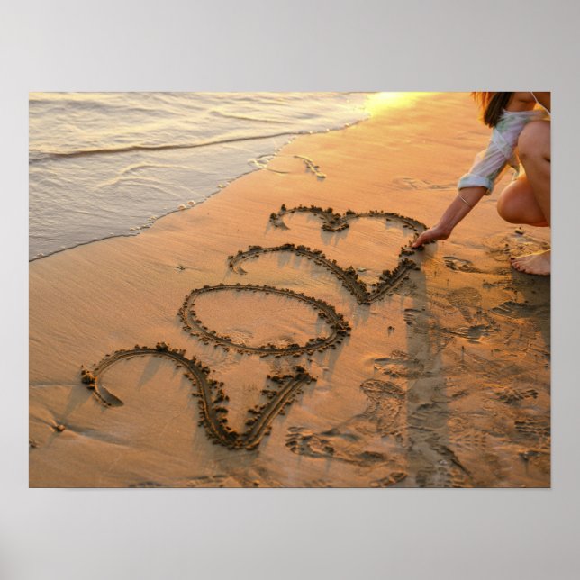 2023 Happy New Year, Beach Sand Writing Poster (Front)