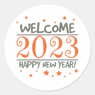 2023 Happy New Year with Colourful text Classic Round Sticker