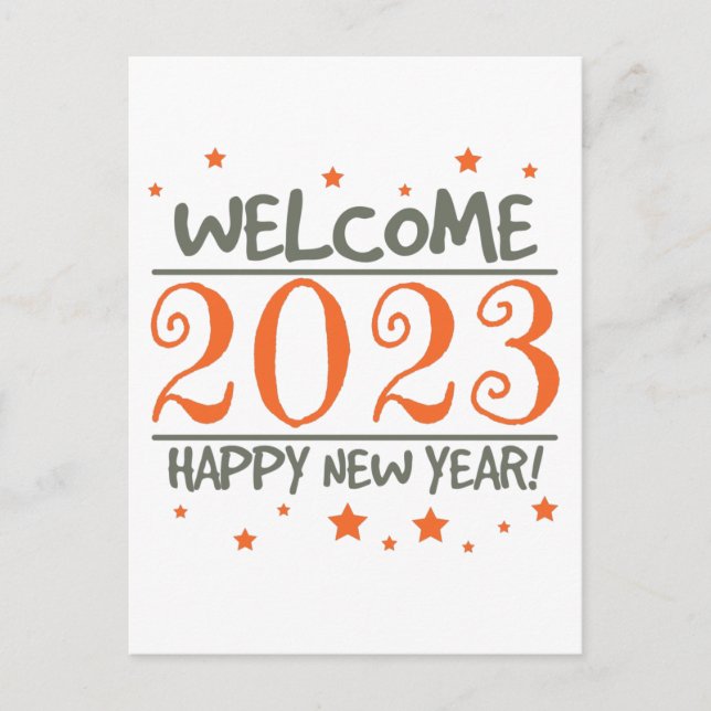 2023 Happy New Year with Colourful text Postcard (Front)