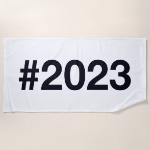 2023 Hashtag 2 Birthday Anniversary Beach Towel