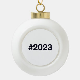 2023 Hashtag 2 Birthday Anniversary Ceramic Ball Christmas Ornament