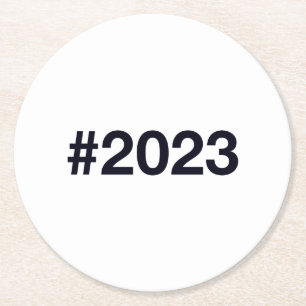 2023 Hashtag 2 Birthday Anniversary Round Paper Coaster