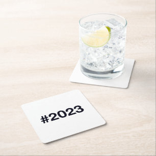 2023 Hashtag Square Paper Coaster
