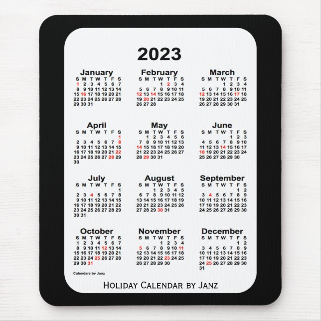 2023 Holiday Two Tone Black Calendar by Janz Mouse Mat (Front)