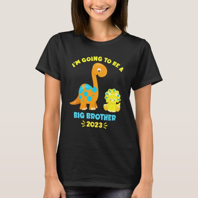 2023 I'm Going To Be A Big Brother Brontosaurus Di T-Shirt (Front)