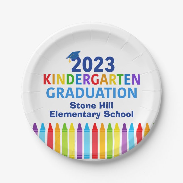 2023 Kindergarten Graduation School Custom Party Paper Plate (Front)