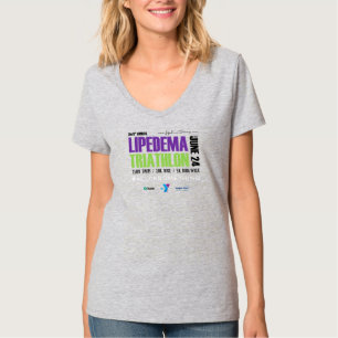 2023 Lipedema Triathlon V Neck T-Shirt (Grey)