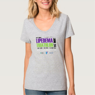 2023 Lipedema Triathlon V Neck T-Shirt (Grey)