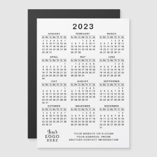 2023 Magnetic Calendar Logo White Black Simple