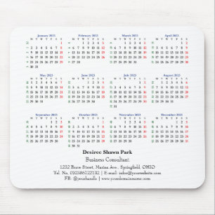 2023 Mini Calendar Monday ISO Week White Mouse Mat