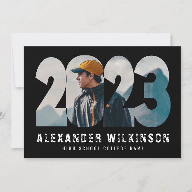 2023 Modern Bold Script Trendy 4 Photo Graduation Invitation (Front)