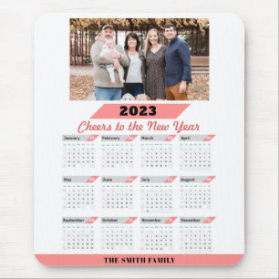 2023 Modern Family Custom Photo with Full Calendar Mouse Mat