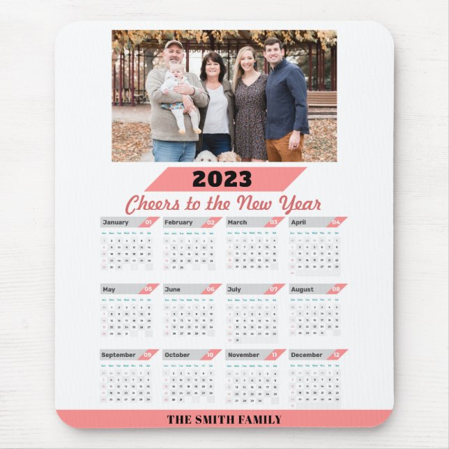 2023 Modern Family Custom Photo with Full Calendar Mouse Mat (Front)