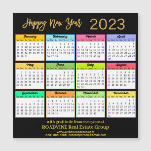 2023 Modern Gold Black Business Calendar Magnet